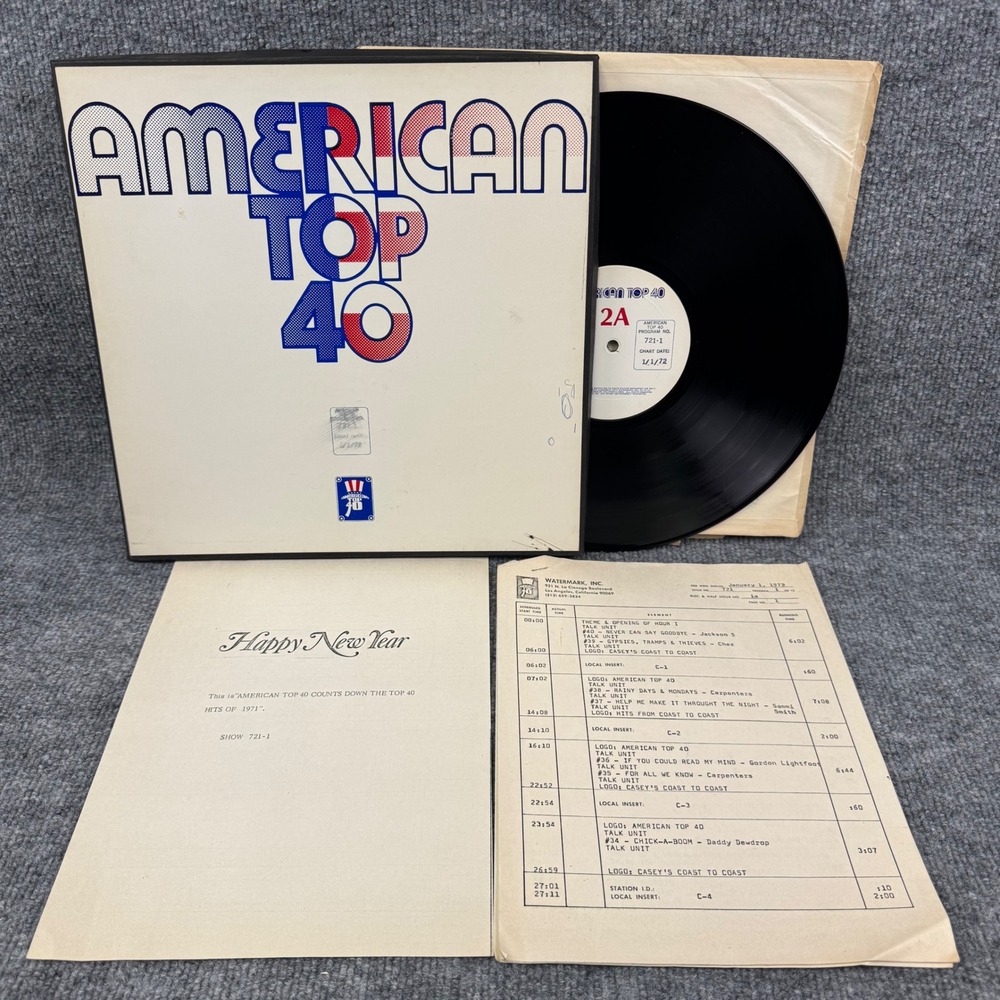 Vtg American Top 40 Casey Kasem Radio Show Vinyl Box Set 1/1/72 Hits 721-1